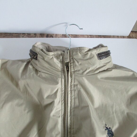 US Polo ASSN Size M Men Jacket Tan Beige Full Zip Lined Rain Coat Windbreaker - Picture 10 of 12